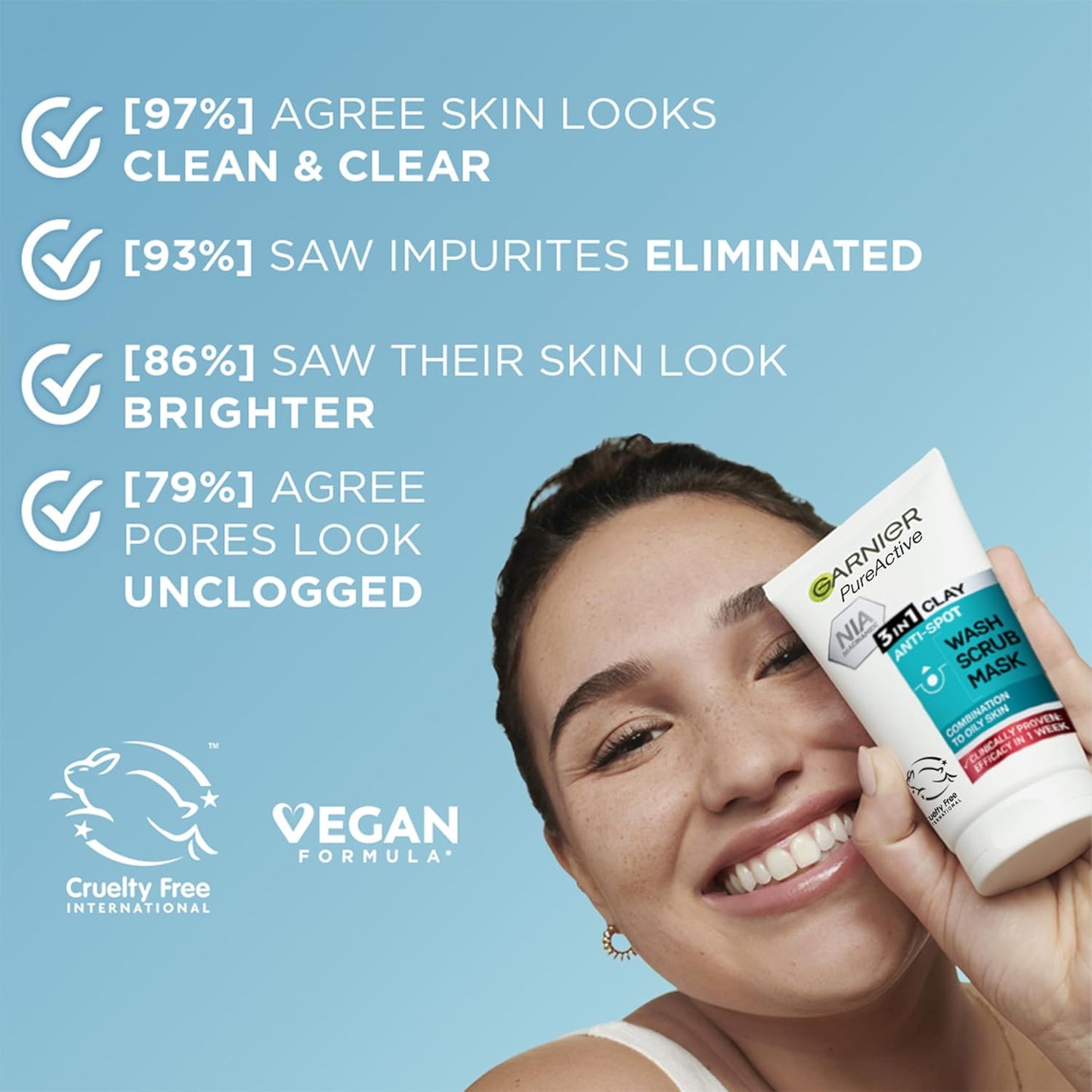 Pure Active 3-in-1 Clay Mask-Wash-Scrub